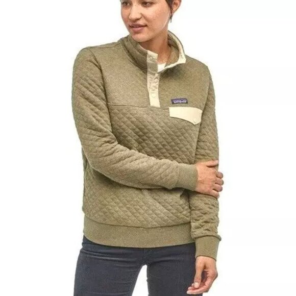 Patagonia Olive Green Quilted Sweatshirt - Picture 1 of 6